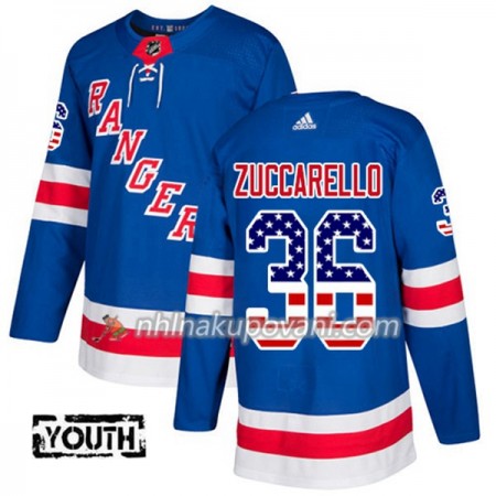 New York Rangers Dresy Mats Zuccarello 36 2017-2018 USA Flag Fashion Modrá Adidas Authentic - Dětské